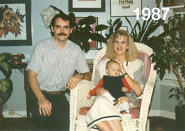 1987 - That Christmas we had a 9-month-old baby Abby and a new ficus tree. 
So a tradition was begun.