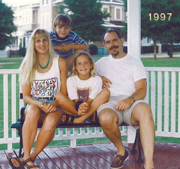 1997 - A downtown park, in late August, while we still had beach tans.